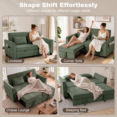 Chenille Fabric 2 Seater Sofa Bed 167cm Wide - Velmora