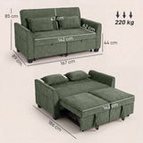 Chenille Fabric 2 Seater Sofa Bed 167cm Wide - Velmora