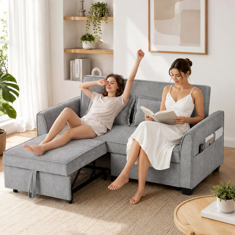 Chenille Fabric 2 Seater Sofa Bed 167cm Wide - Velmora