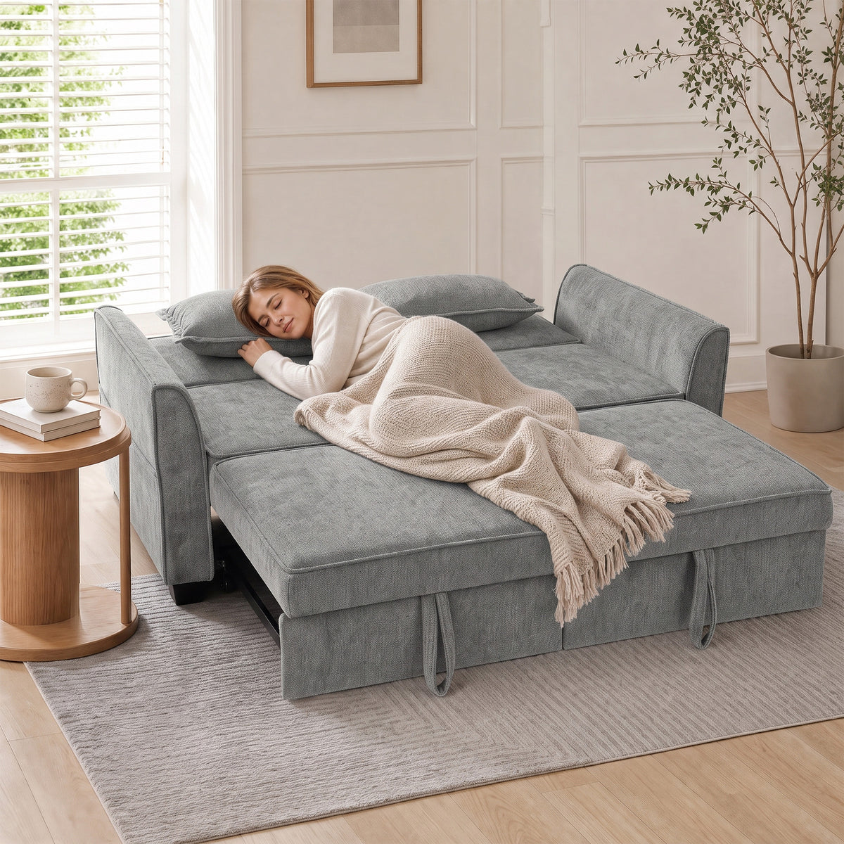 Chenille Fabric 2 Seater Sofa Bed 167cm Wide - Velmora