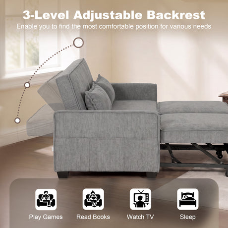 Chenille Fabric 2 Seater Sofa Bed 167cm Wide - Velmora