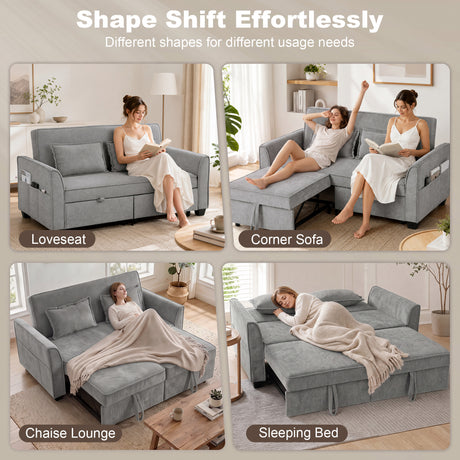 Chenille Fabric 2 Seater Sofa Bed 167cm Wide - Velmora