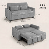 Chenille Fabric 2 Seater Sofa Bed 167cm Wide - Velmora