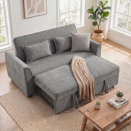 Chenille Fabric 2 Seater Sofa Bed 167cm Wide - Velmora