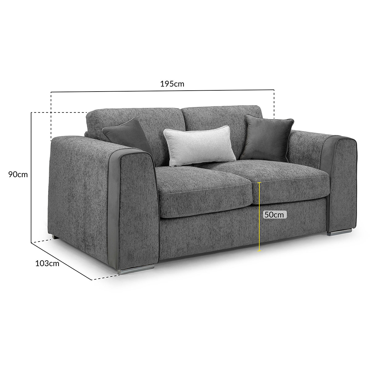 Chenille Fabric 2 Seater Sofa - Naples