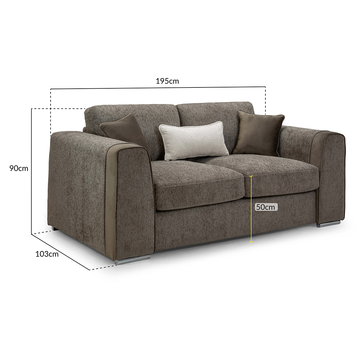 Chenille Fabric 2 Seater Sofa - Naples
