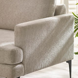 Chenille Fabric 2 Seater Sofa With Slim Black Legs - Carrera