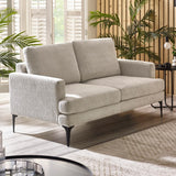 Chenille Fabric 2 Seater Sofa With Slim Black Legs - Carrera