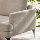 Chenille Fabric 2 Seater Sofa With Slim Black Legs - Carrera