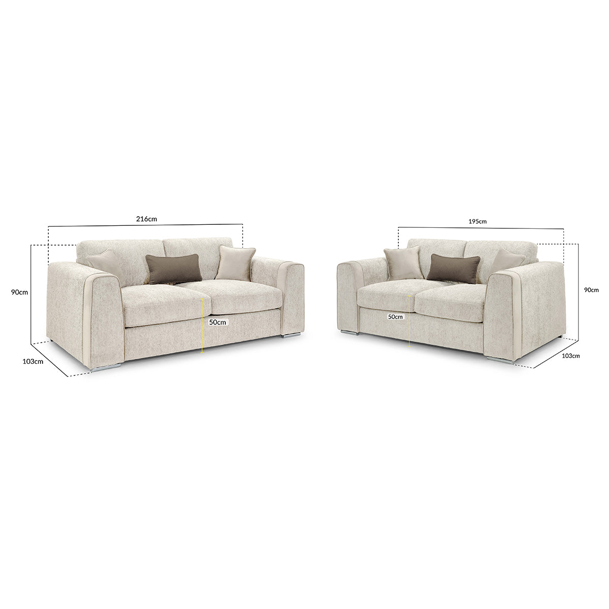 Chenille Fabric 3 + 2 Seater Sofa Set - Naples