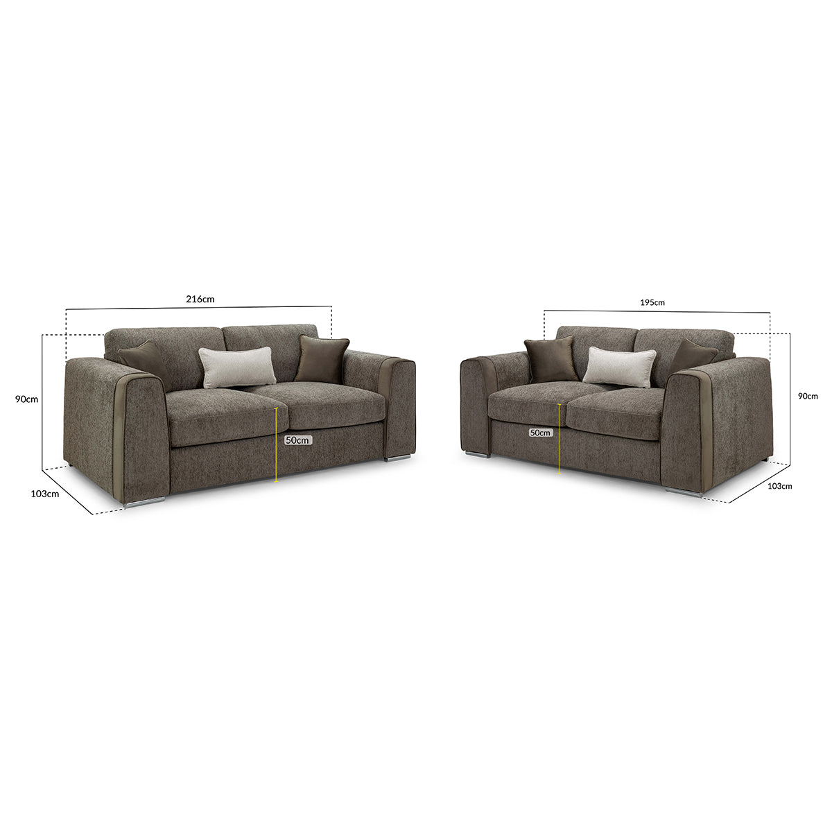 Chenille Fabric 3 + 2 Seater Sofa Set - Naples