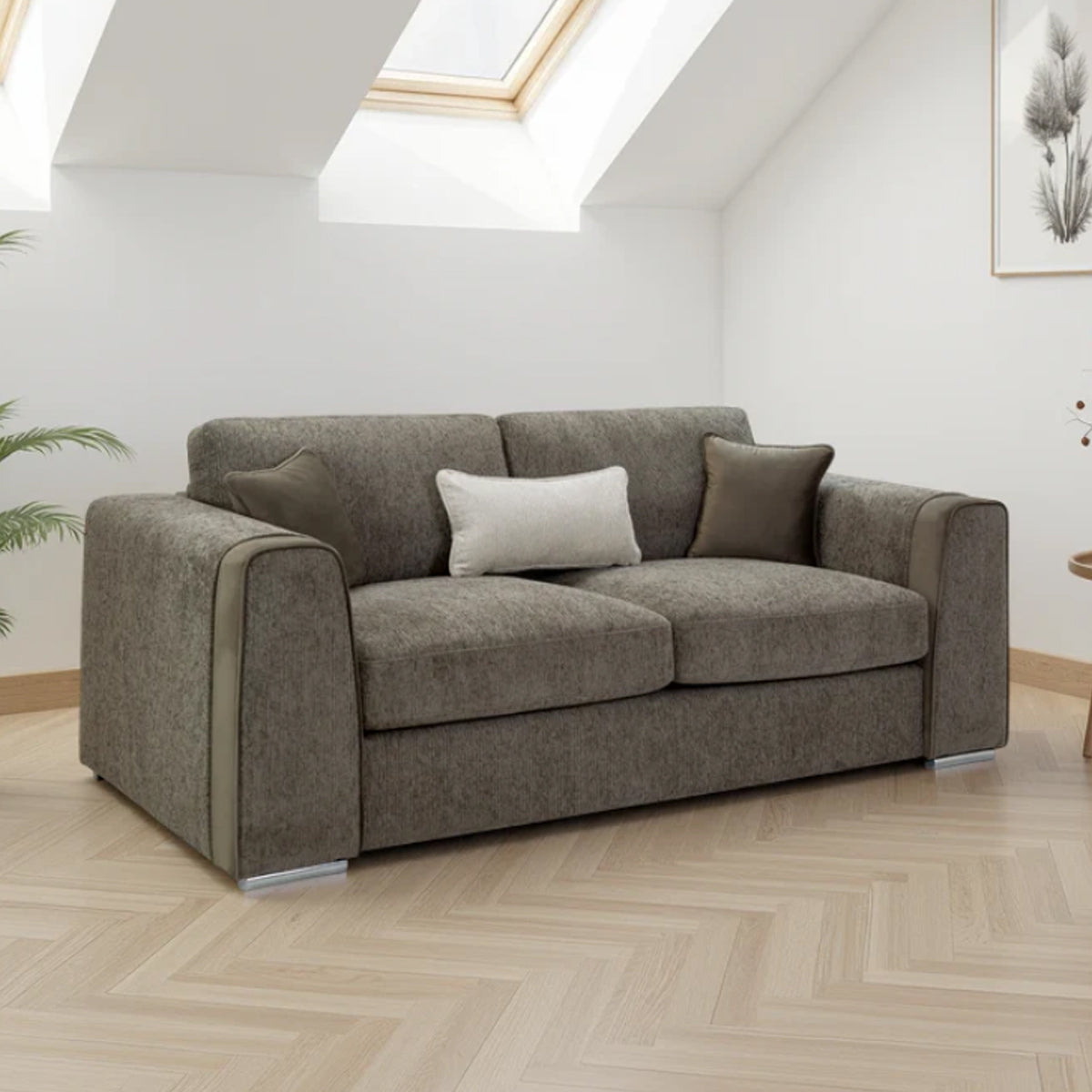 Chenille Fabric 3 Seater Sofa - Naples