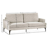 Chenille Fabric 3 Seater Sofa With Slim Black Legs - Carrera
