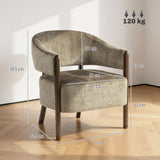 Chenille Fabric Accent Chair 71cm Wide With Wooden Frame - Velmora