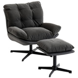 Chenille Fabric Accent Chair 80cm Wide With Footstool - Velmora