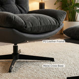 Chenille Fabric Accent Chair 80cm Wide With Footstool - Velmora