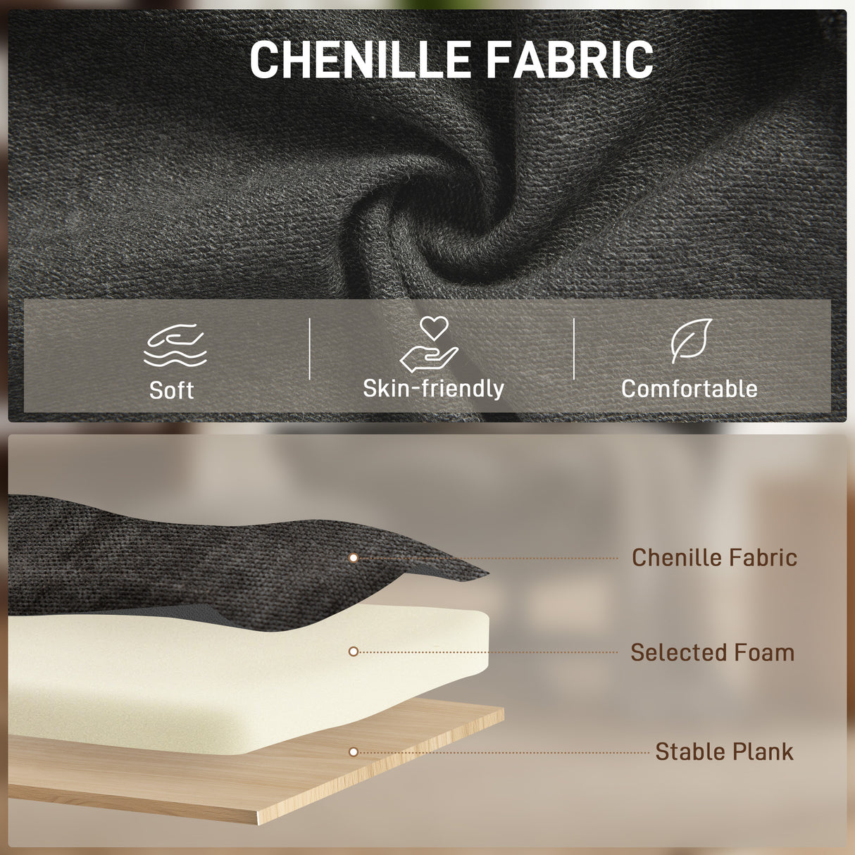 Chenille Fabric Accent Chair 80cm Wide With Footstool - Velmora