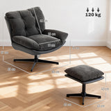 Chenille Fabric Accent Chair 80cm Wide With Footstool - Velmora