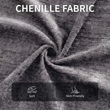 Chenille Fabric Armchair 69cm Wide With Ottoman - Velmora