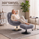 Chenille Fabric Armchair 69cm Wide With Ottoman - Velmora