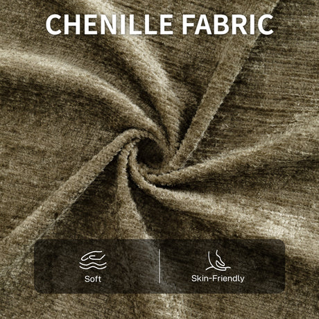 Chenille Fabric Armchair 69cm Wide With Ottoman - Velmora