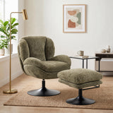 Chenille Fabric Armchair 69cm Wide With Ottoman - Velmora