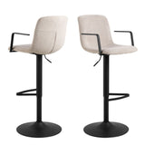 Chenille Fabric Bar Stools in Set of 2 With Swivel Function - Pablo