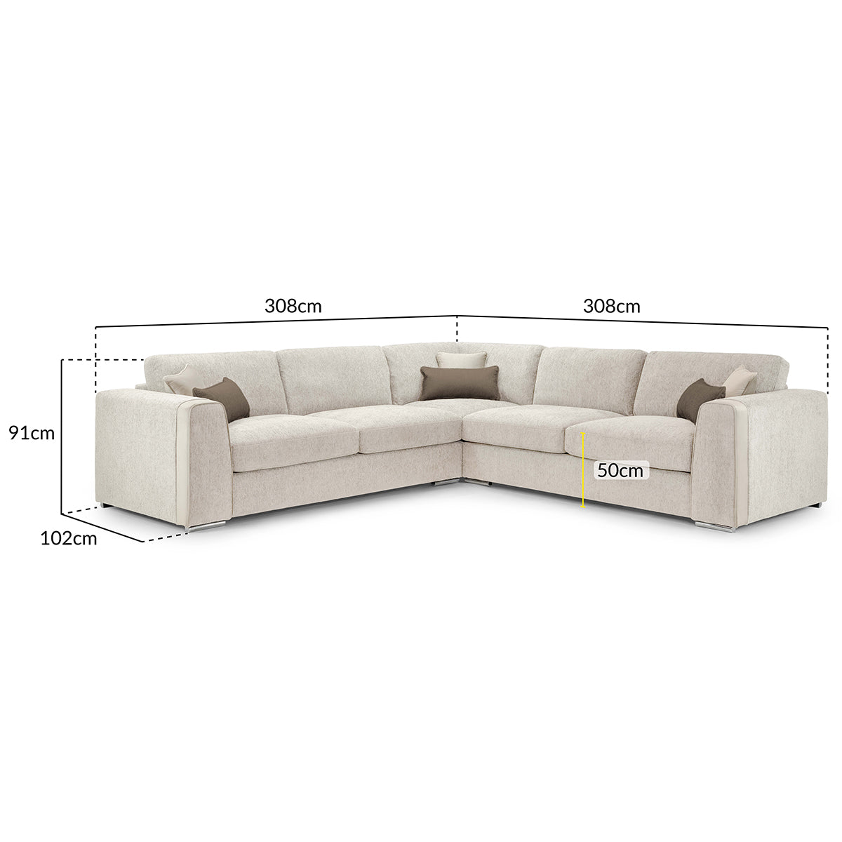 Chenille Fabric Corner Sofa Large - Naples