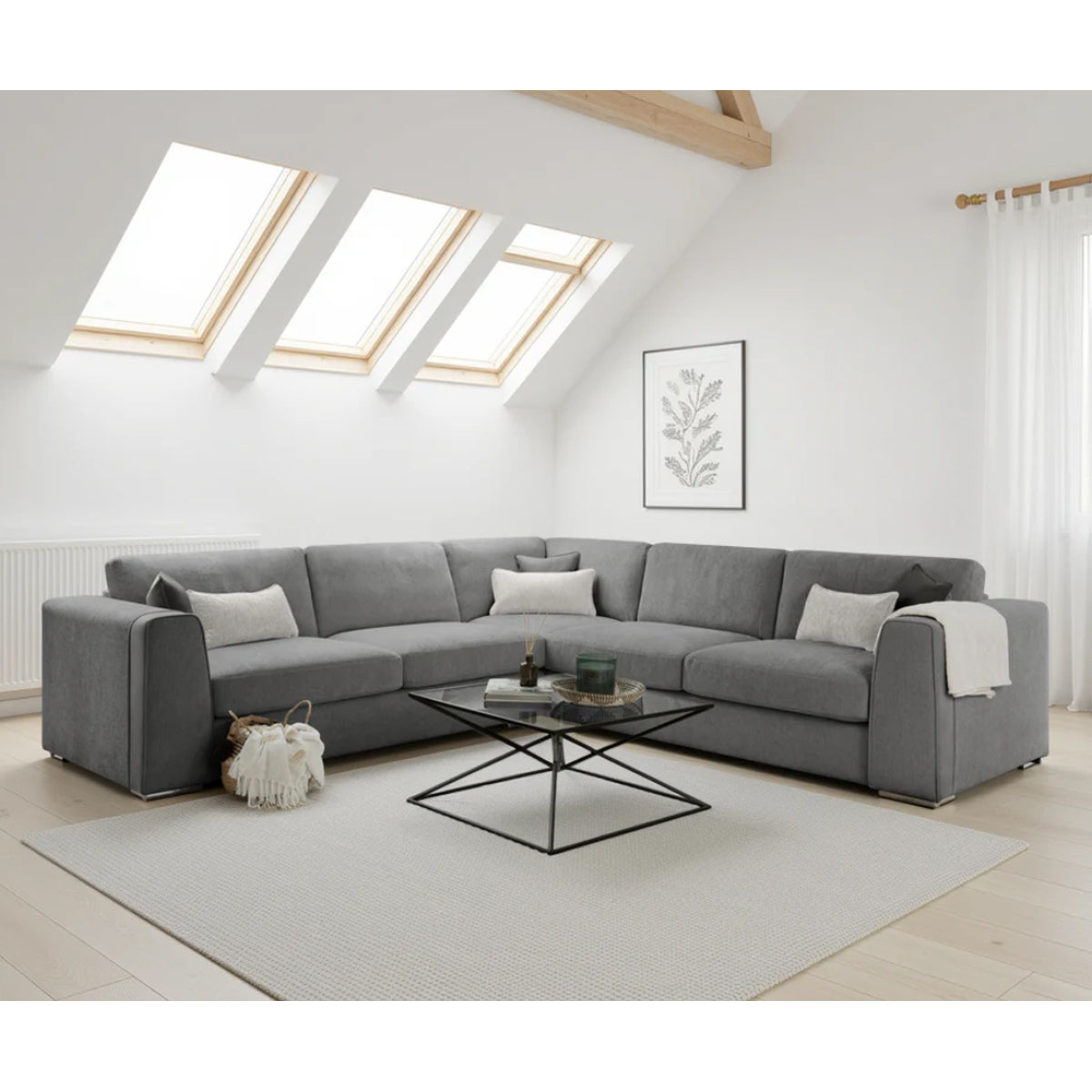 Chenille Fabric Corner Sofa Large - Naples