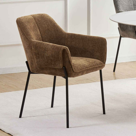 Chenille Fabric Dining Chairs 62cm Wide in Set Of 2 - Milan