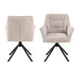 Chenille Fabric Dining Chairs in Set of 2 With Armrest Swivel - Alonso