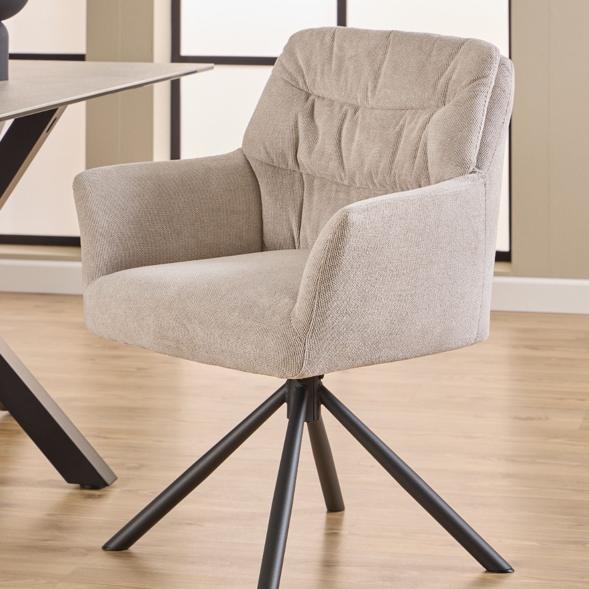 Chenille Fabric Dining Chairs in Set of 2 With Armrest Swivel - Alonso
