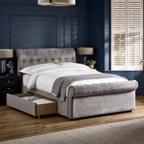 Chenille Fabric Double Bed With 2 Drawers - Ravello
