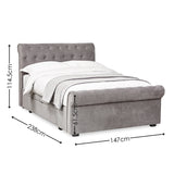 Chenille Fabric Double Bed With 2 Drawers - Ravello