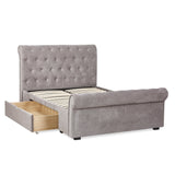 Chenille Fabric Double Bed With 2 Drawers - Ravello