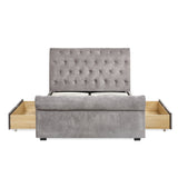 Chenille Fabric Double Bed With 2 Drawers - Ravello