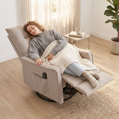 Chenille Fabric Recliner Chair 71cm Wide With Footrest - Velmora