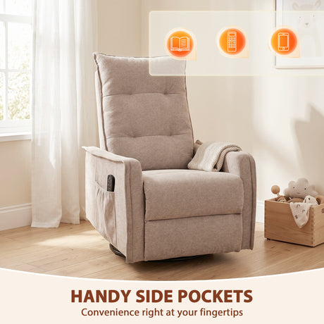 Chenille Fabric Recliner Chair 71cm Wide With Footrest - Velmora