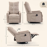 Chenille Fabric Recliner Chair 71cm Wide With Footrest - Velmora