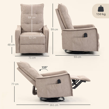 Chenille Fabric Recliner Chair 71cm Wide With Footrest - Velmora