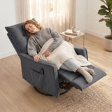 Chenille Fabric Recliner Chair 71cm Wide With Footrest - Velmora