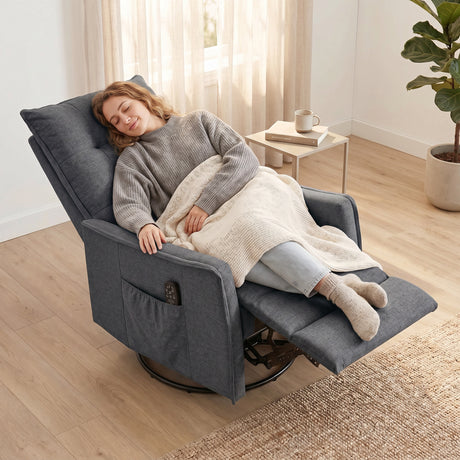 Chenille Fabric Recliner Chair 71cm Wide With Footrest - Velmora