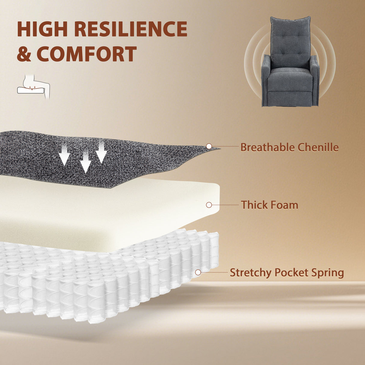 Chenille Fabric Recliner Chair 71cm Wide With Footrest - Velmora