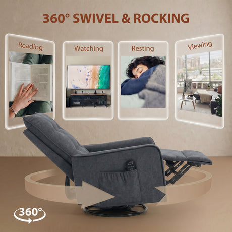 Chenille Fabric Recliner Chair 71cm Wide With Footrest - Velmora
