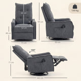 Chenille Fabric Recliner Chair 71cm Wide With Footrest - Velmora