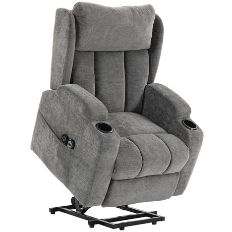Chenille Fabric Recliner Chair 82cm Wide With Footrest - Velmora