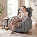 Chenille Fabric Recliner Chair 82cm Wide With Footrest - Velmora
