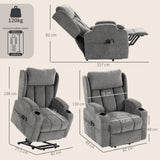 Chenille Fabric Recliner Chair 82cm Wide With Footrest - Velmora