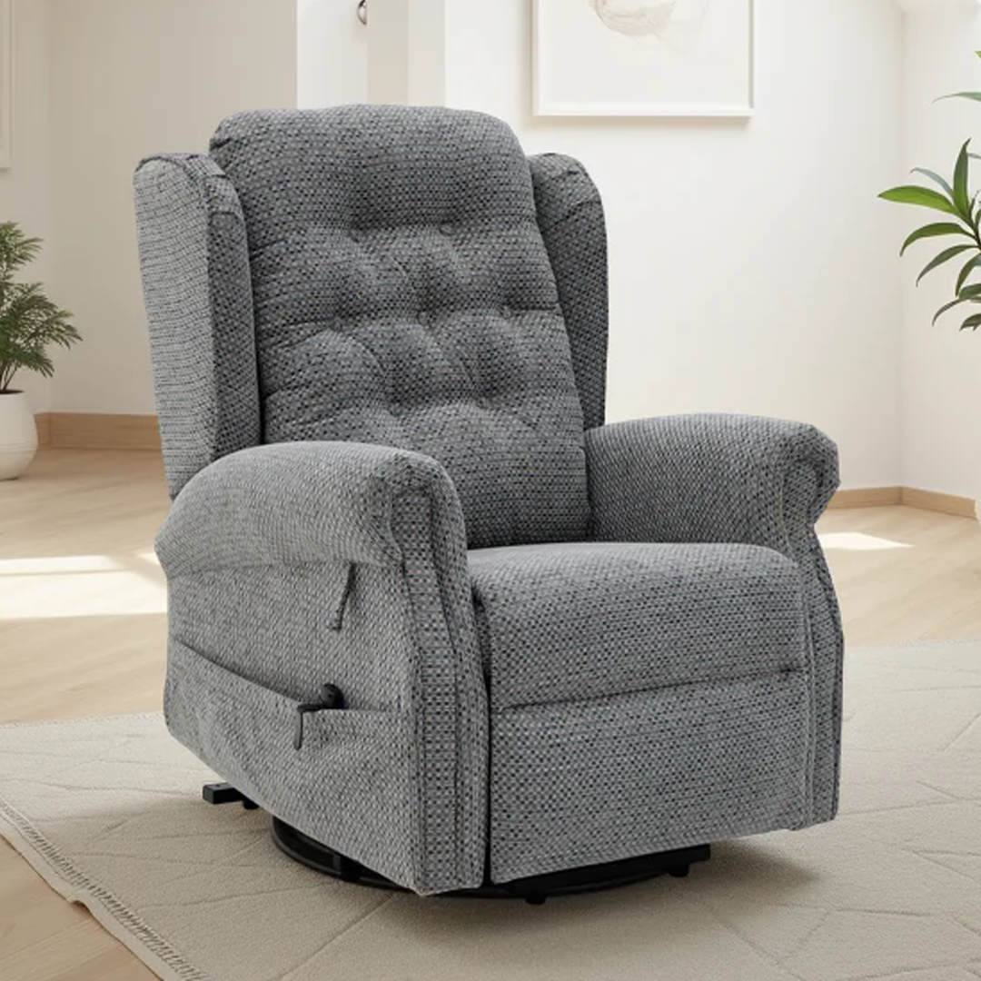 Chenille Fabric Rise and Recliner Armchair - Sienna