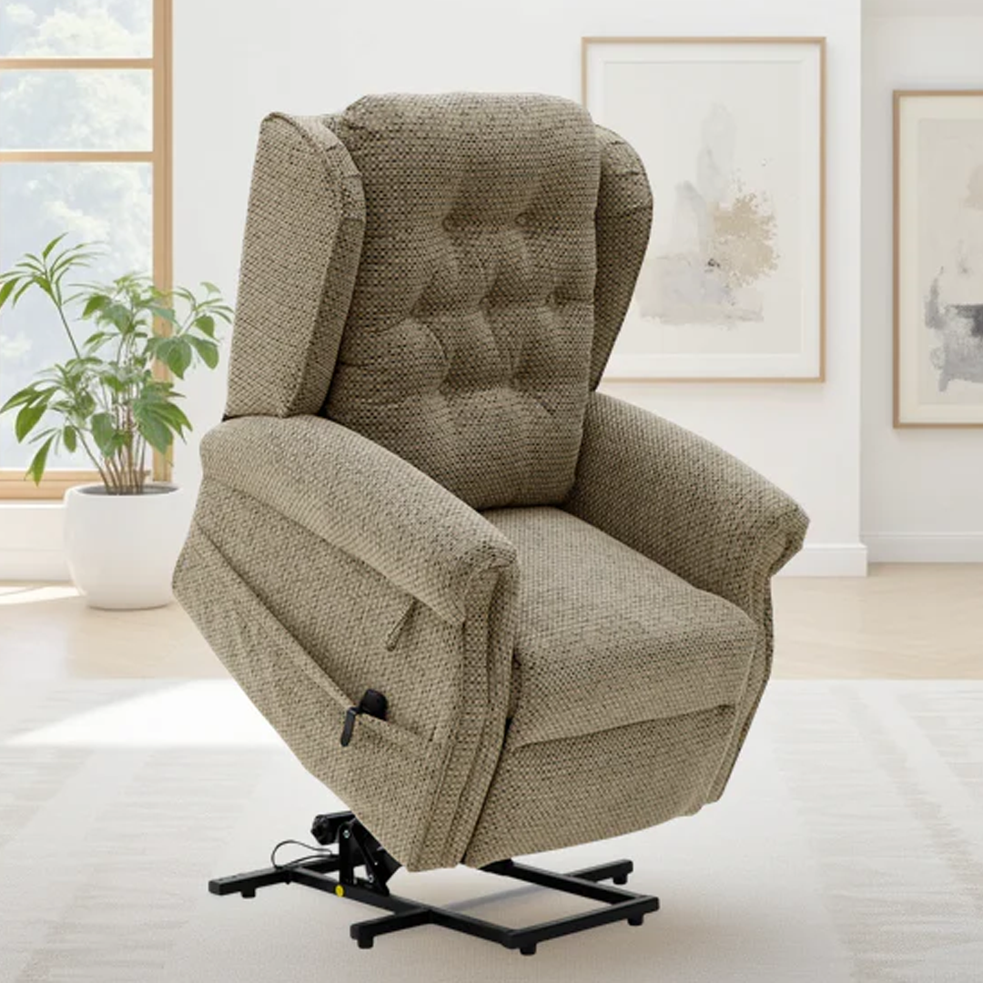 Chenille Fabric Rise and Recliner Armchair - Sienna